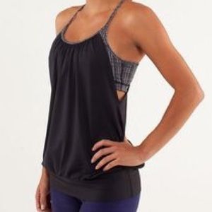 Lululemon black No Limits tank with gray bra